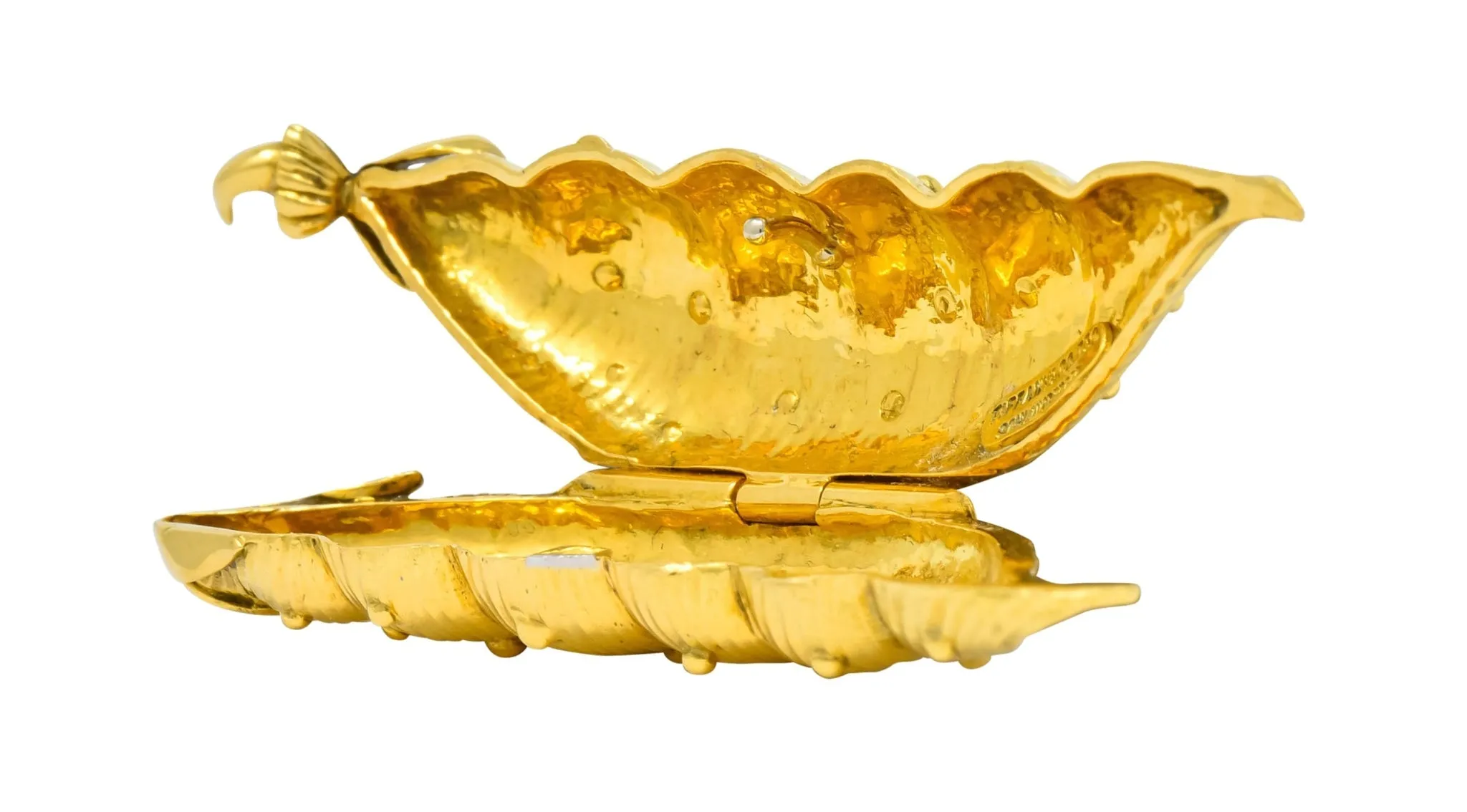 Schlumberger Tiffany & Co. 18 Karat Gold Pea Pod Pill Box Circa 1960