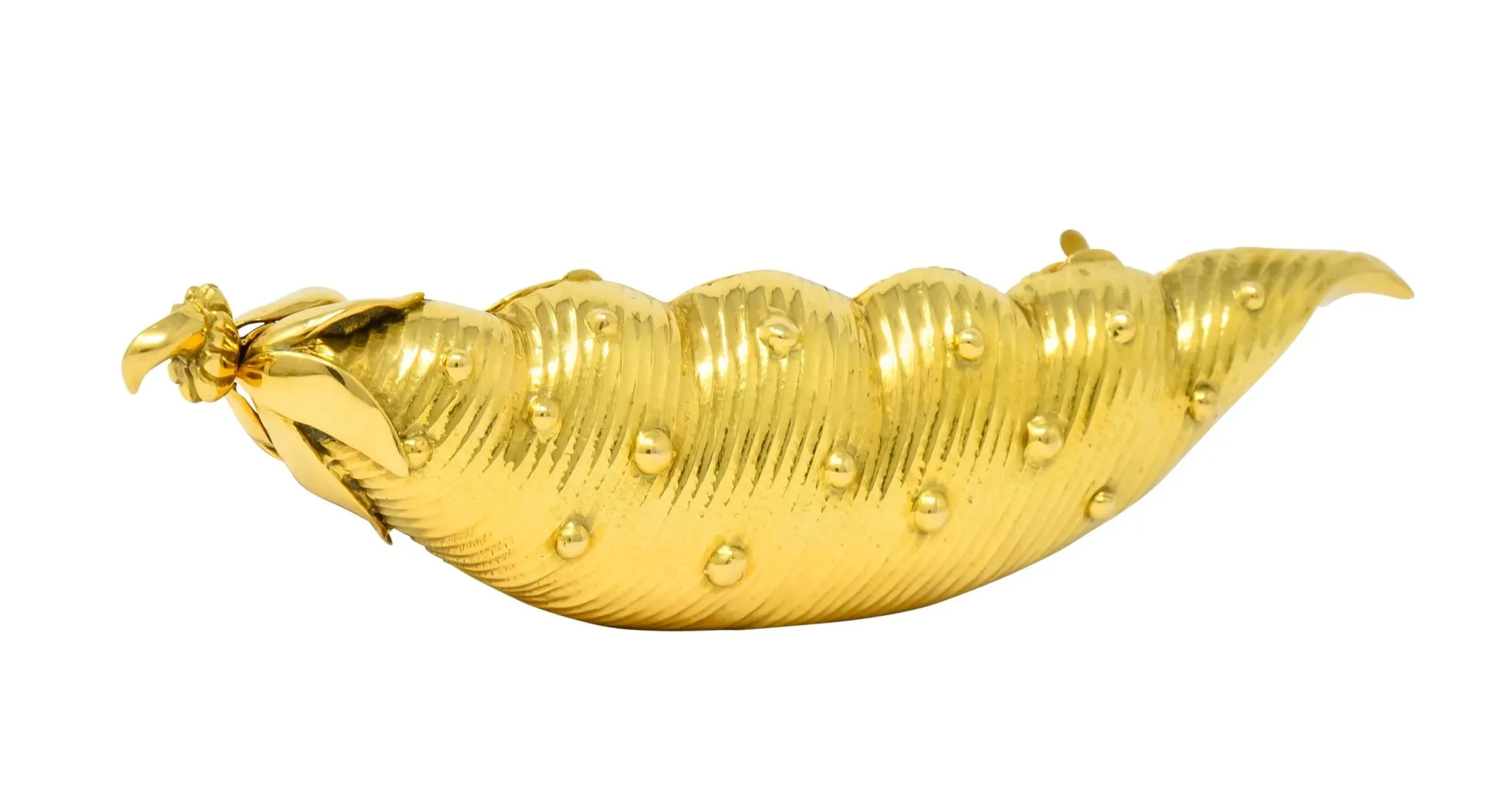 Schlumberger Tiffany & Co. 18 Karat Gold Pea Pod Pill Box Circa 1960