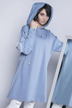 Scuba-look Modest Hoodie | Blue