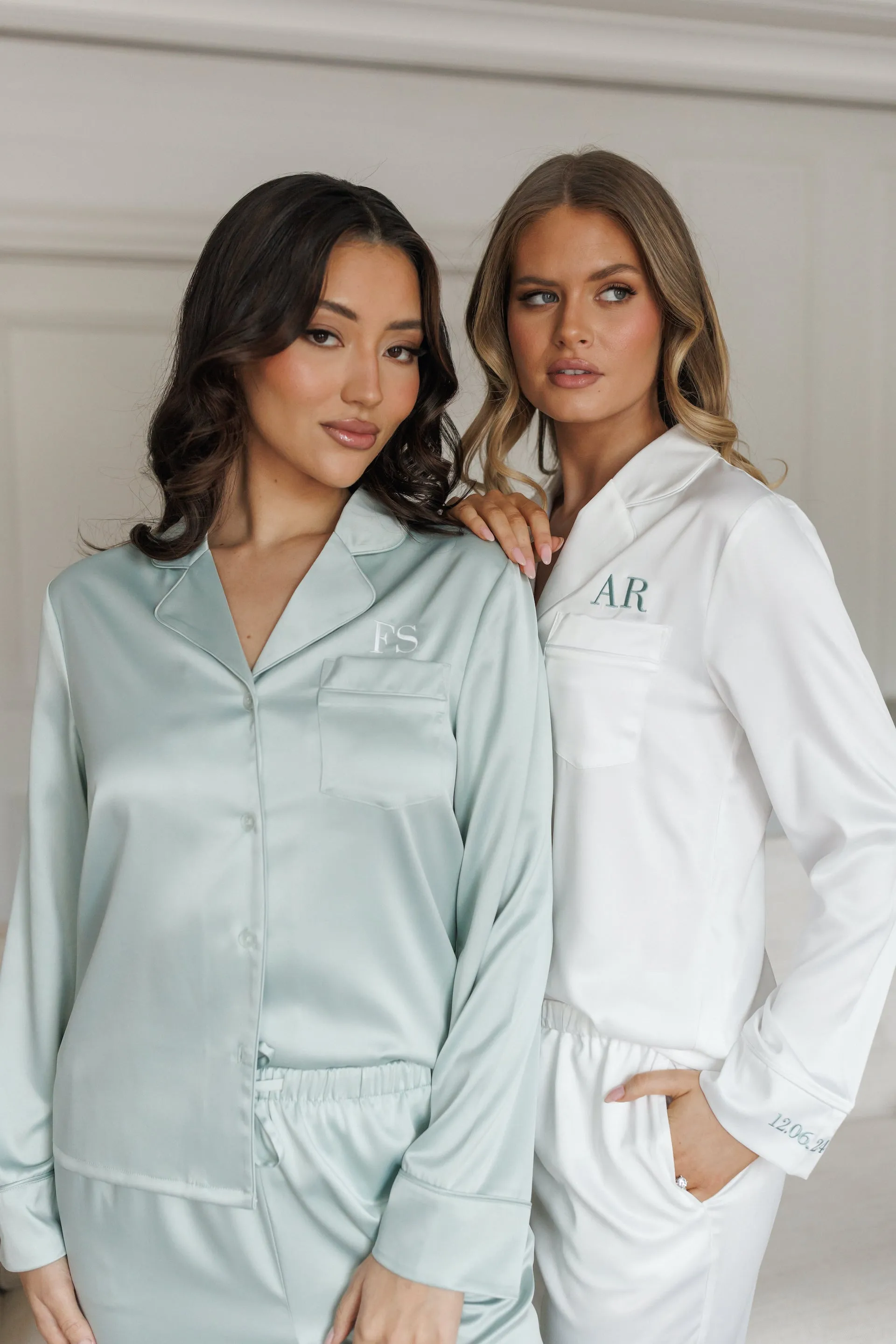 Sienna Premium Satin Bridesmaid Sleep Set Sage Green