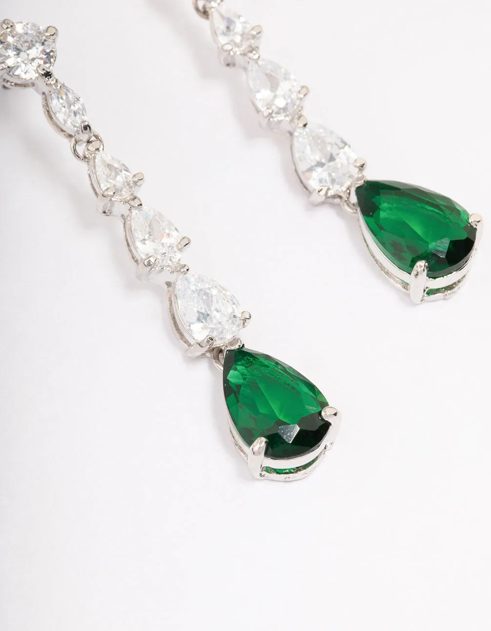 Silver Multi Cubic Zirconia Teardrop Earrings