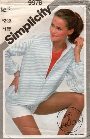 Simplicity 9978 Womens Reversible Zip Front Casual Jacket 1980s Vintage Sewing Pattern Size 10 12 or 14