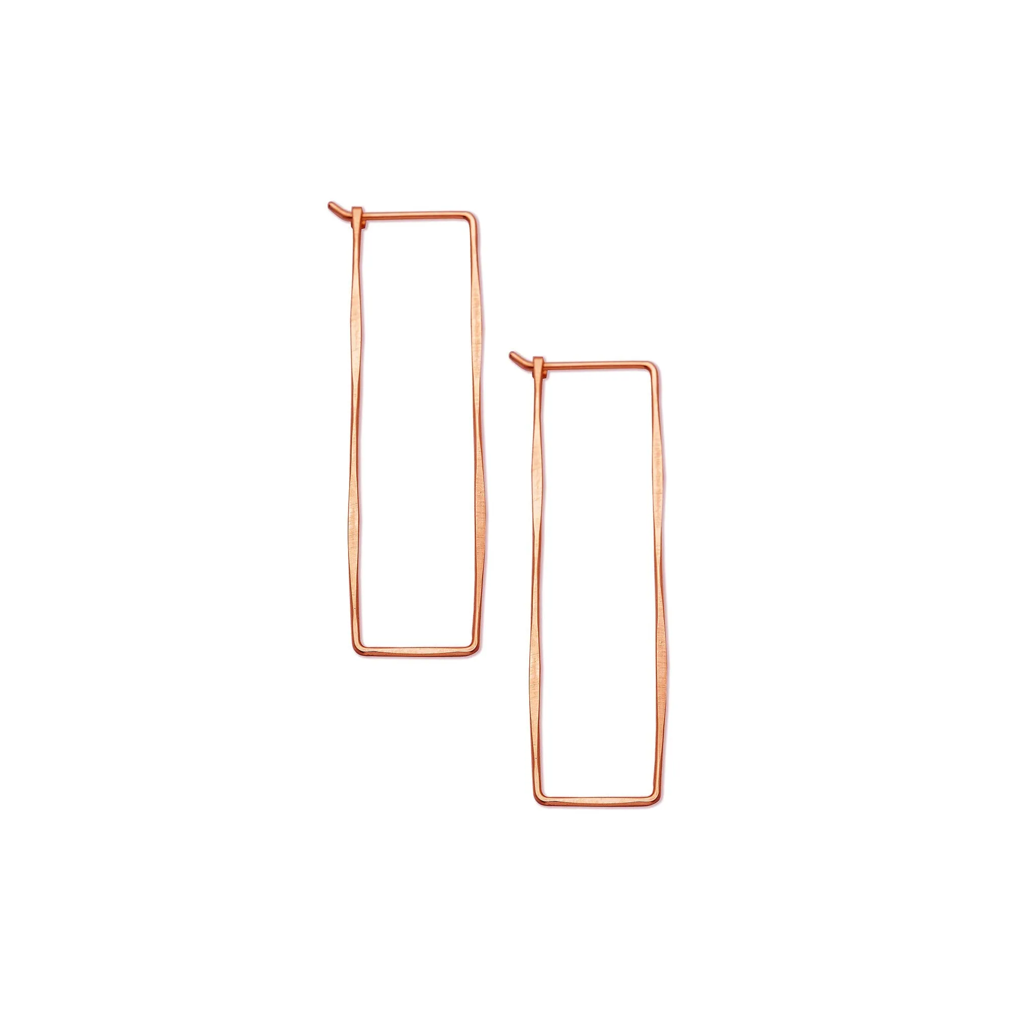 SMALL RECTANGLE HOOPS - 14K Rose Gold