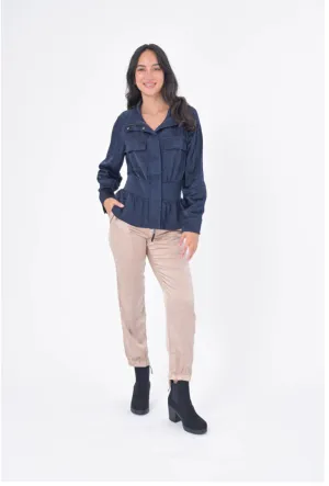 SOLARA VISCOSE SATIN PEPLUM JACKET