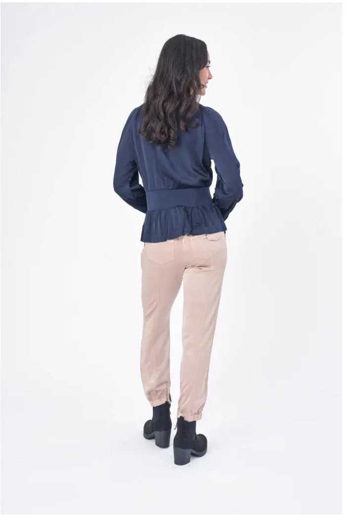 SOLARA VISCOSE SATIN PEPLUM JACKET