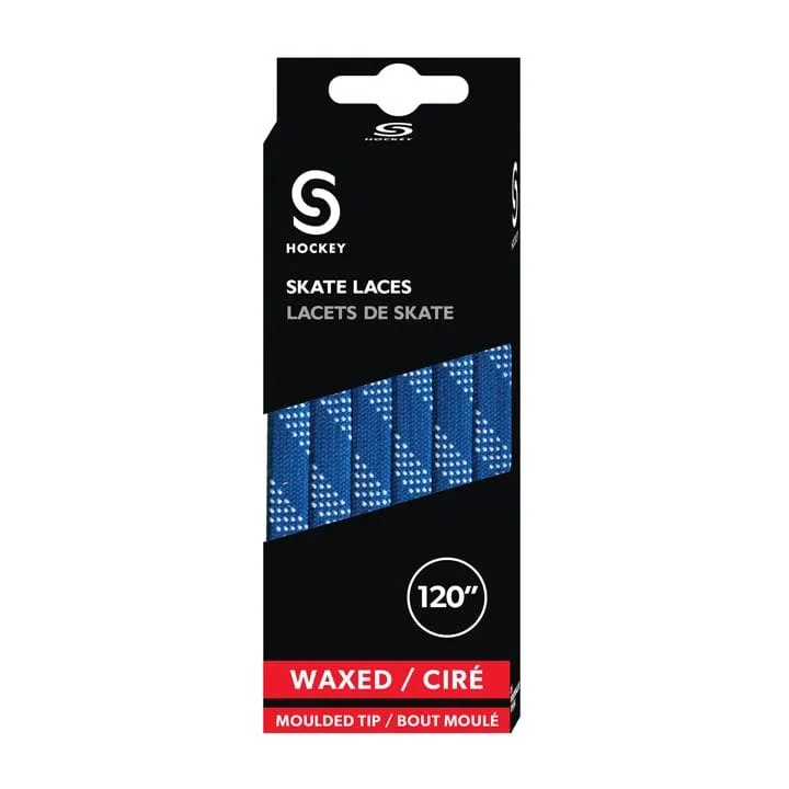 Source for Sports Waxed Hockey Skate Laces - Royal / White