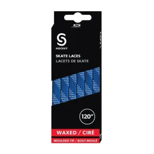 Source for Sports Waxed Hockey Skate Laces - Royal / White