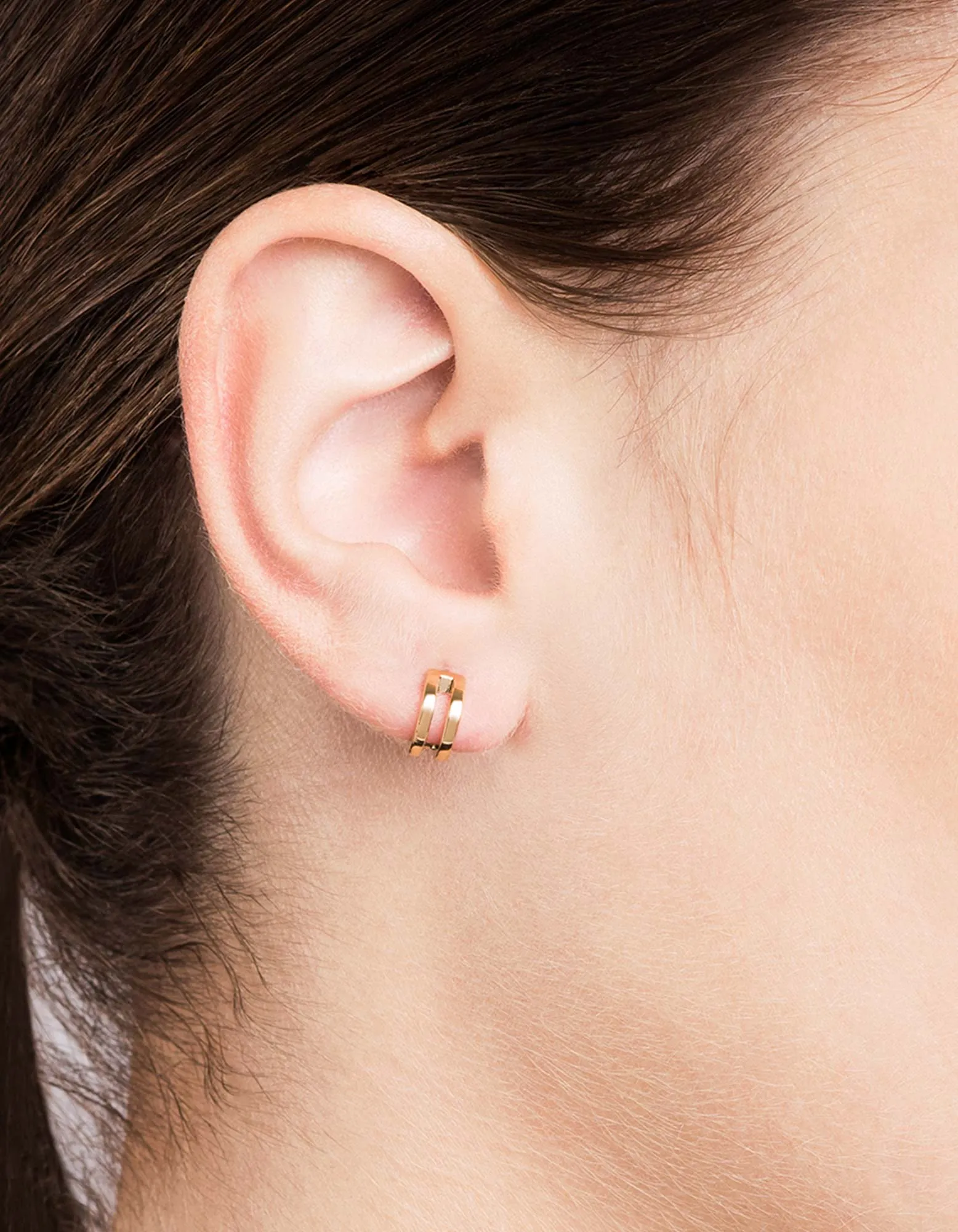 Split Layer Earrings, Gold Vermeil