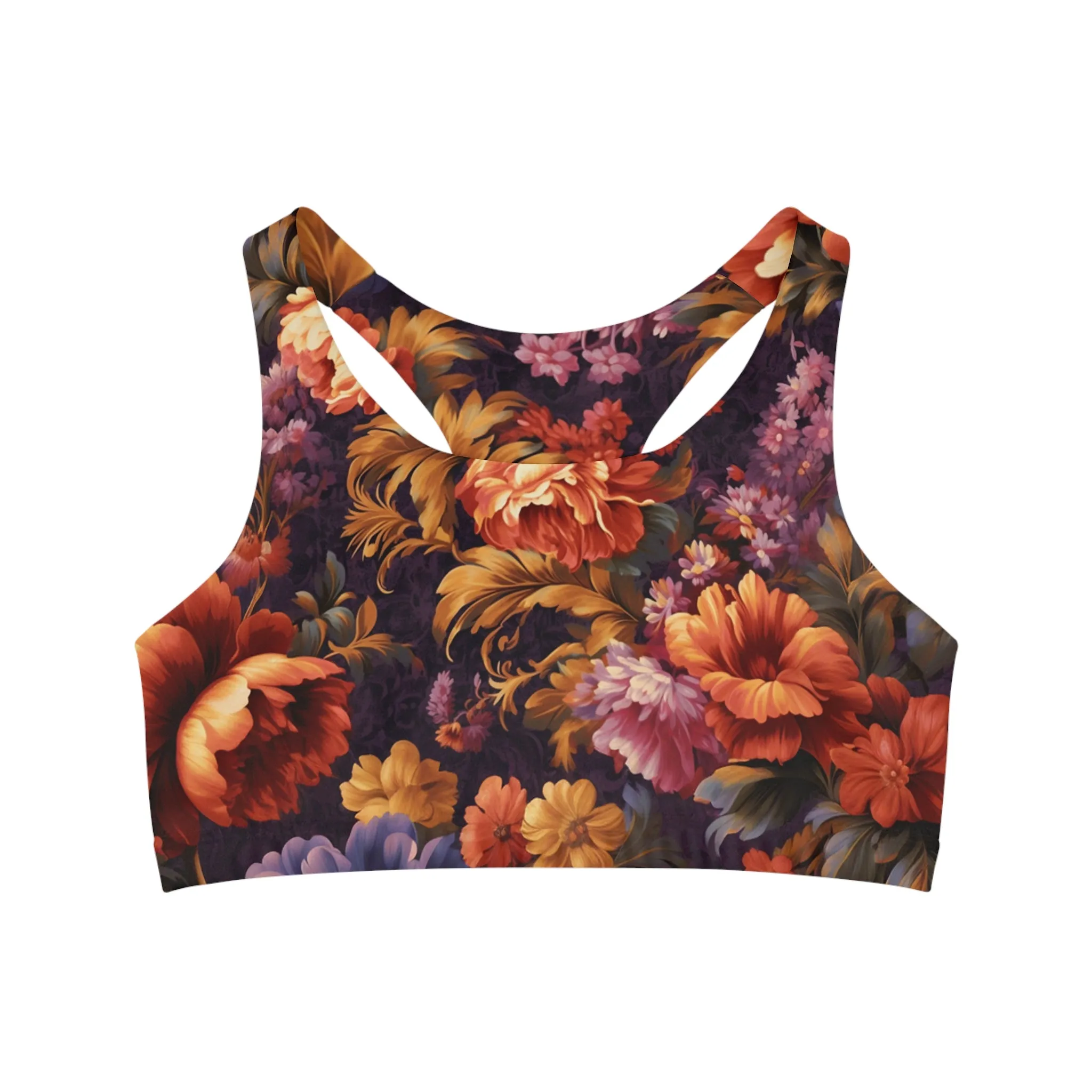 Sports Bra - Impressionist Poppy.