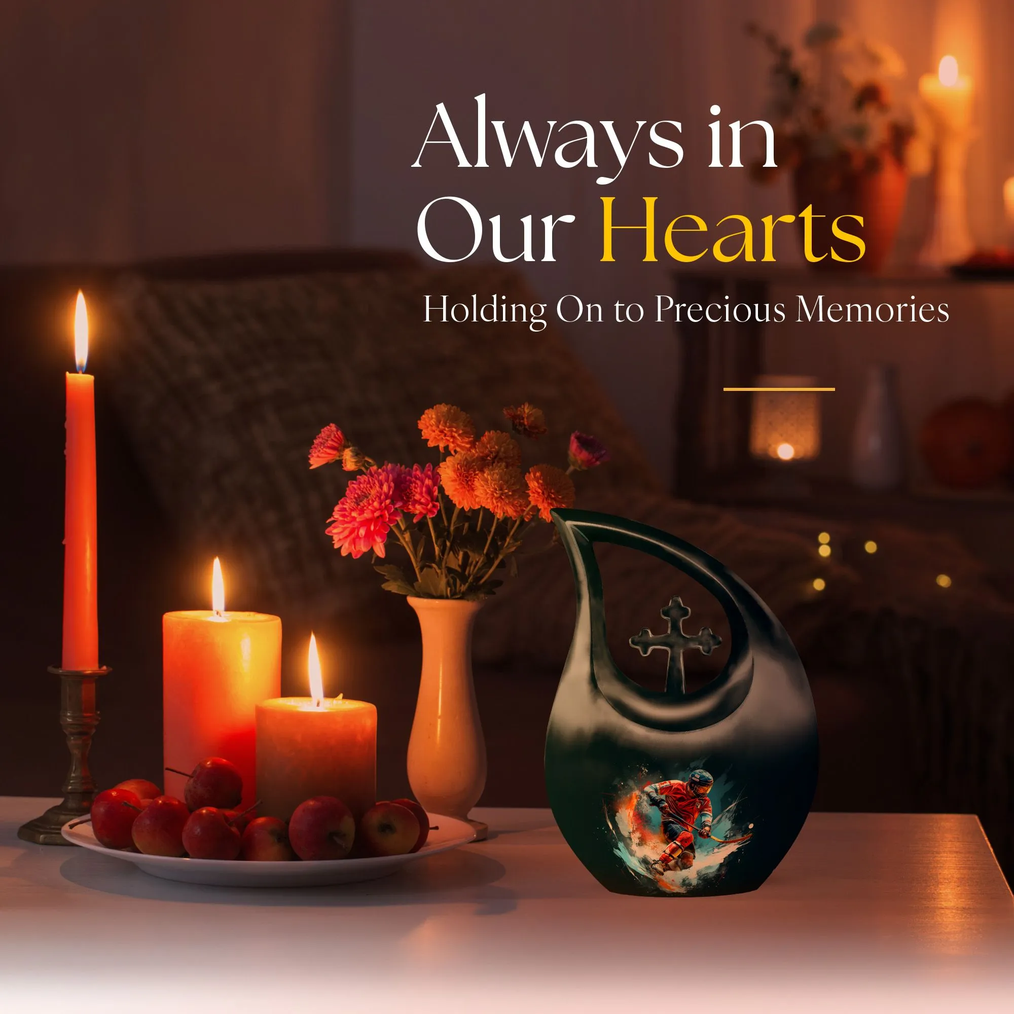 Sports Hockey themed Small Memorial Urn for Keepsake