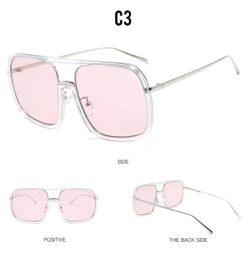 Square Big Frame Sunglasses Men Women Fashion Shades UV400 Vintage Glasses