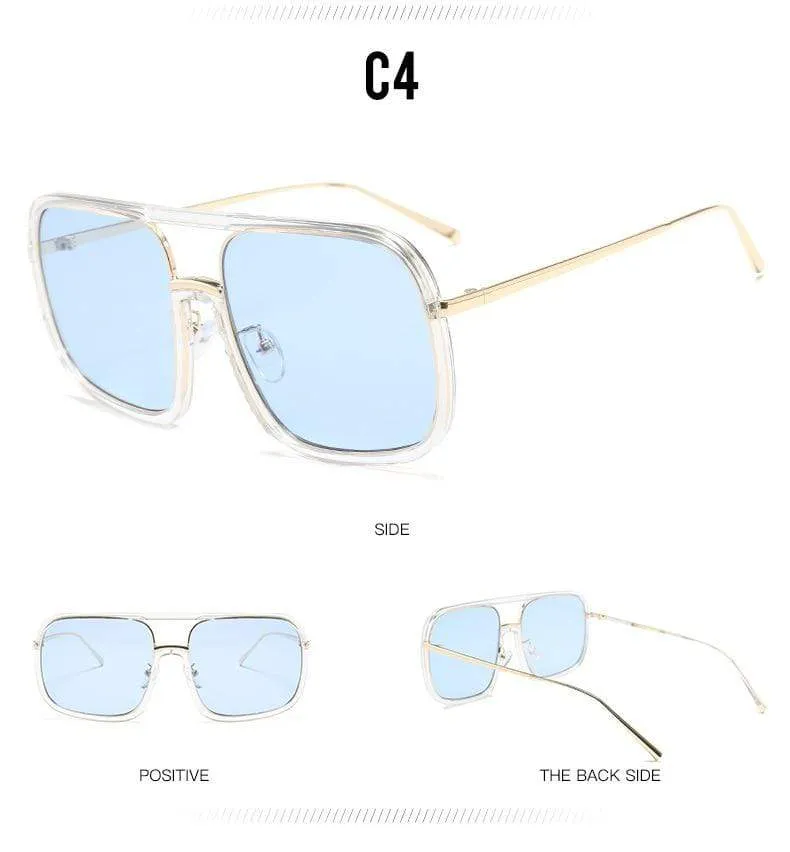 Square Big Frame Sunglasses Men Women Fashion Shades UV400 Vintage Glasses