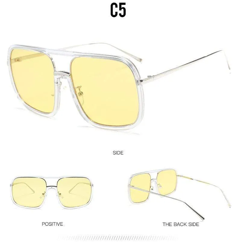 Square Big Frame Sunglasses Men Women Fashion Shades UV400 Vintage Glasses