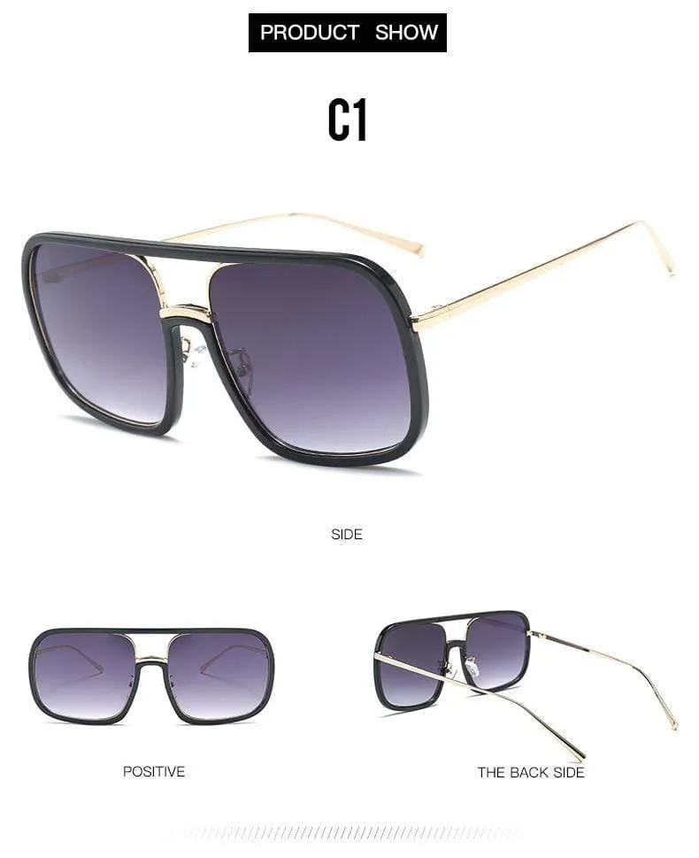 Square Big Frame Sunglasses Men Women Fashion Shades UV400 Vintage Glasses
