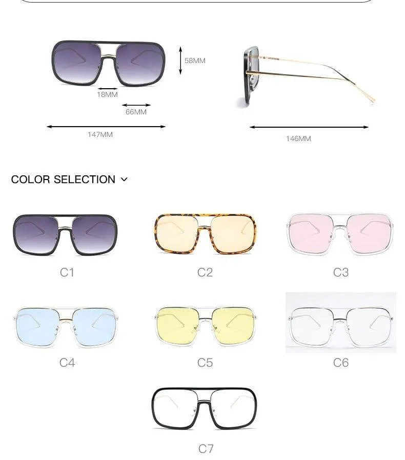 Square Big Frame Sunglasses Men Women Fashion Shades UV400 Vintage Glasses