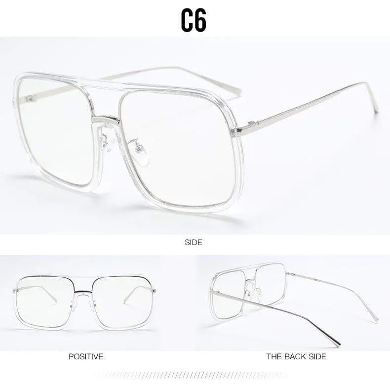 Square Big Frame Sunglasses Men Women Fashion Shades UV400 Vintage Glasses
