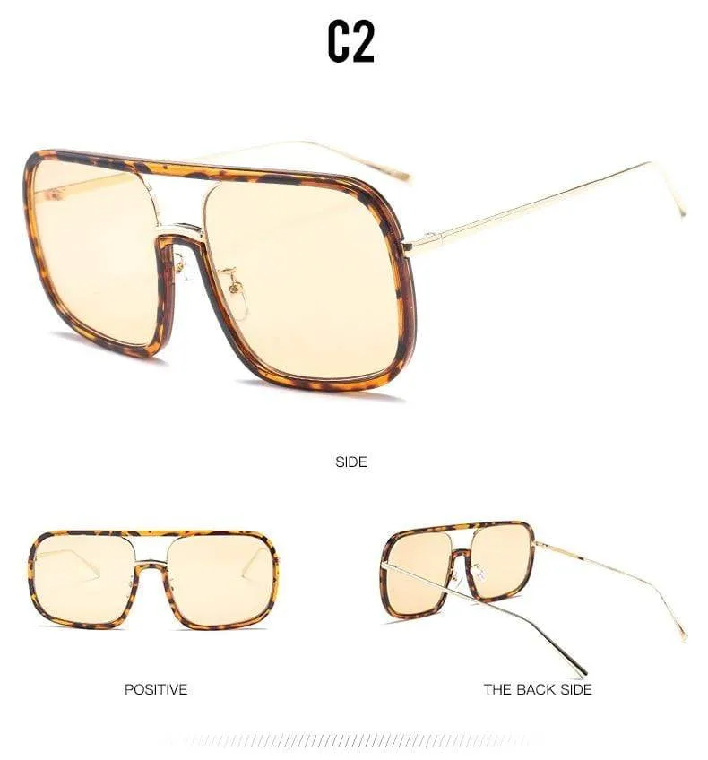 Square Big Frame Sunglasses Men Women Fashion Shades UV400 Vintage Glasses