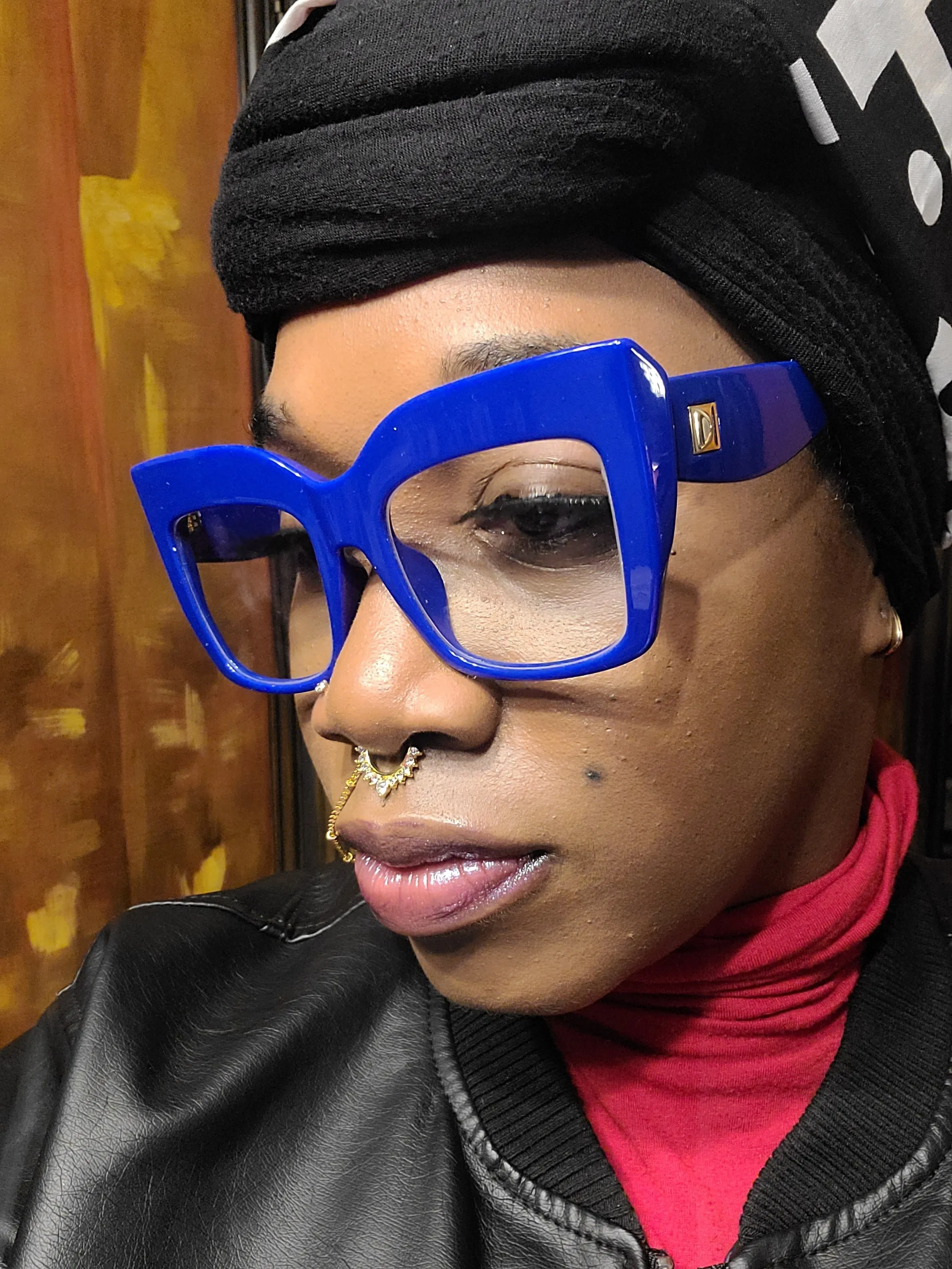Square Cut Retro Oversized Eyeglasses with Blue or Red Frames