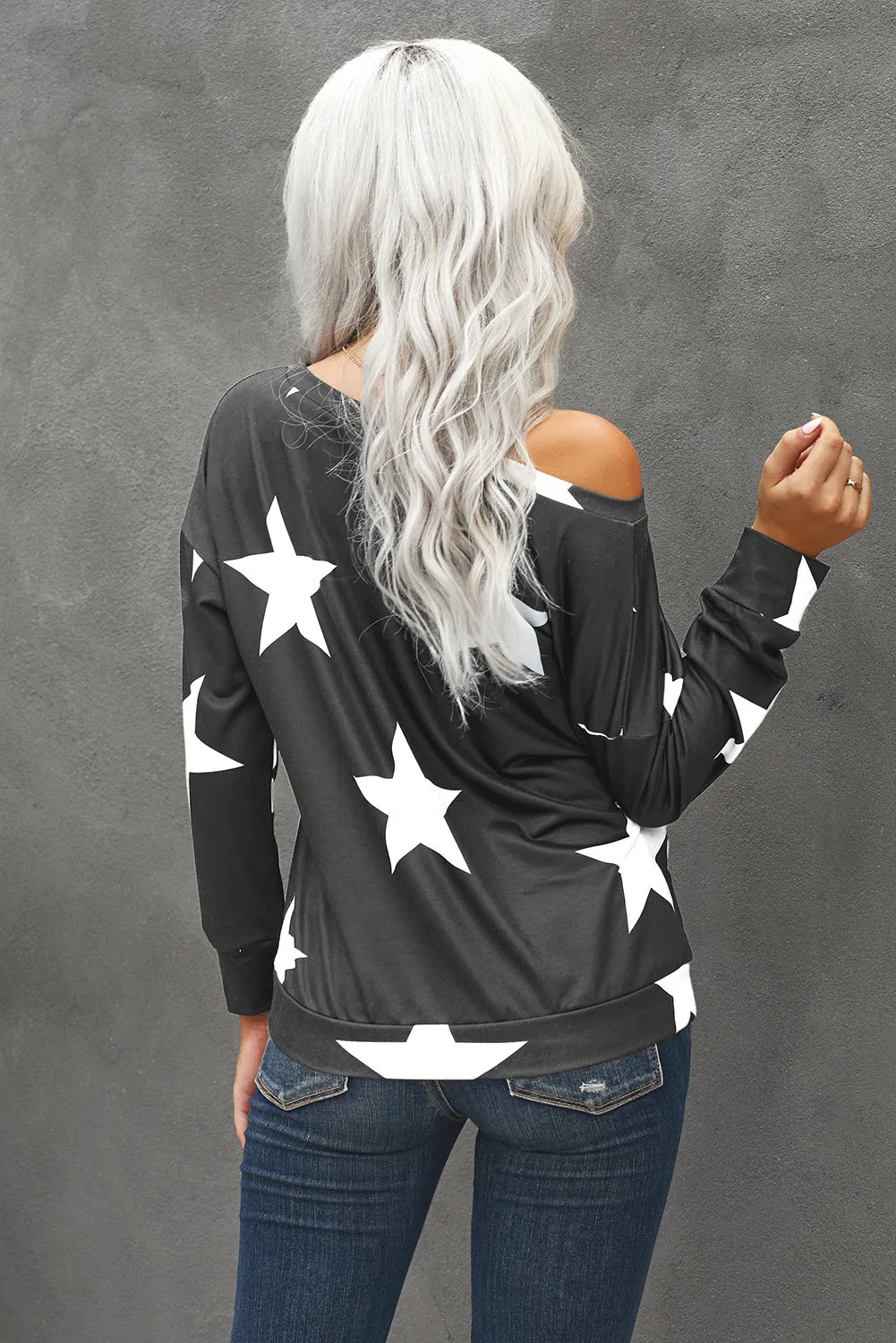 Star Print Long Sleeve Sweatshirt