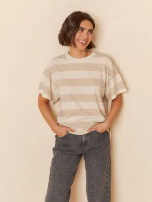 Striped Crop T-Shirt Ecru