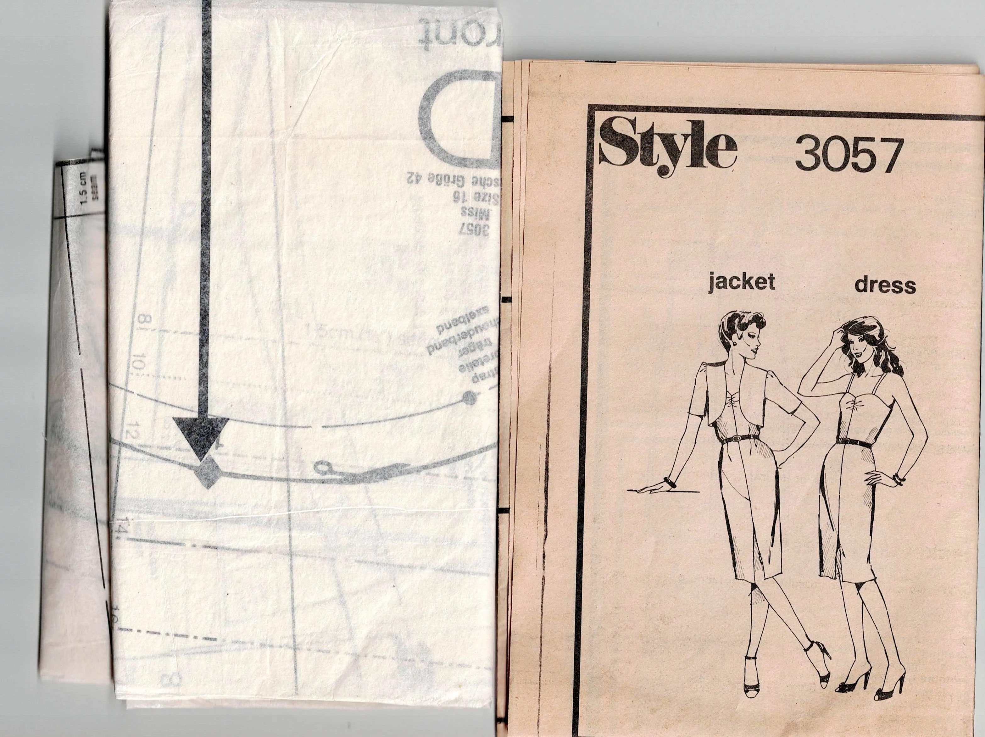 Style 3057 Womens Slim Sundress & Bolero Jacket 1980s Vintage Sewing Pattern Size 16 Bust 38 inches