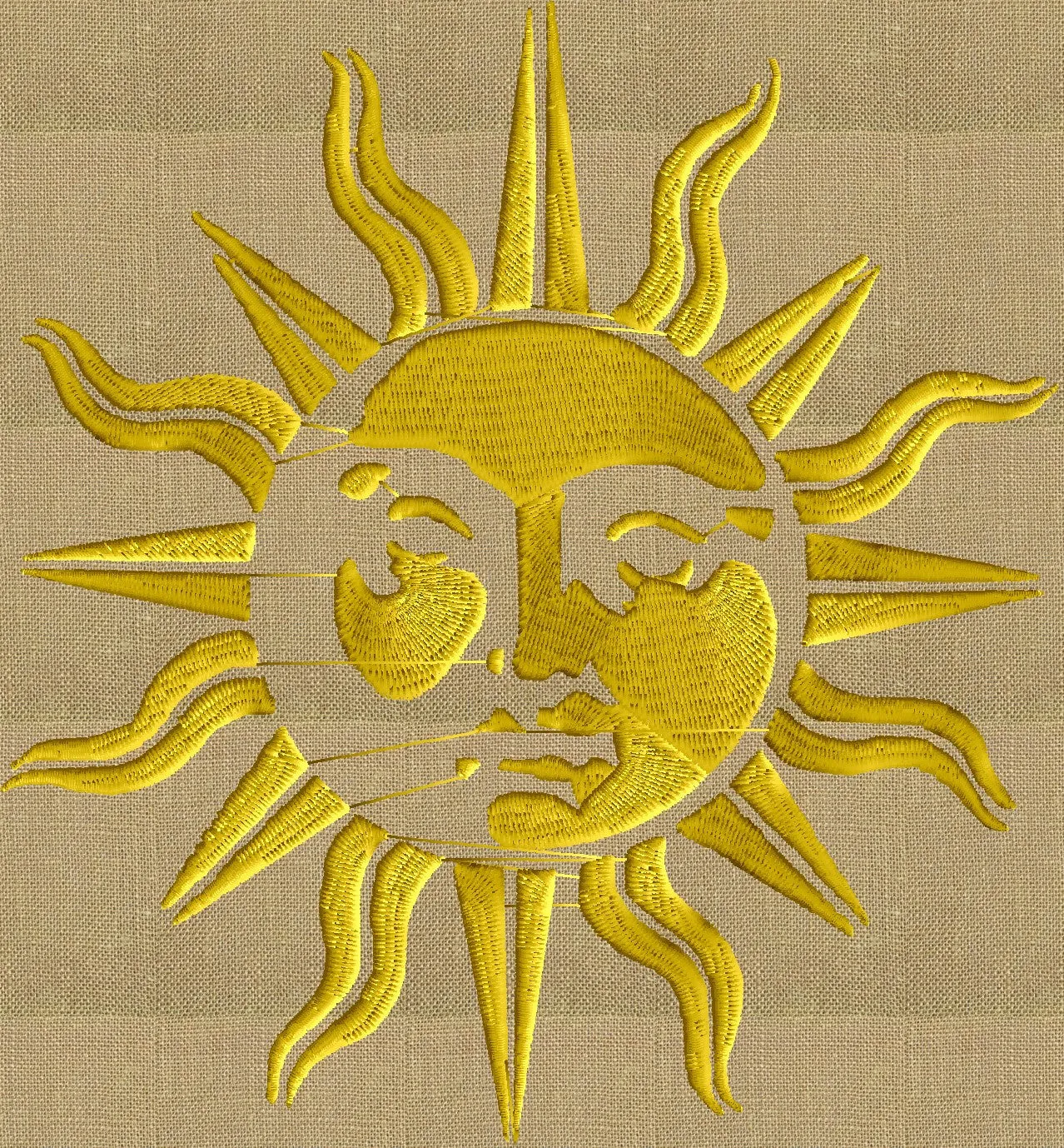 SUN vintage retro - EMBROIDERY DESIGN - instant download - fun stuff
