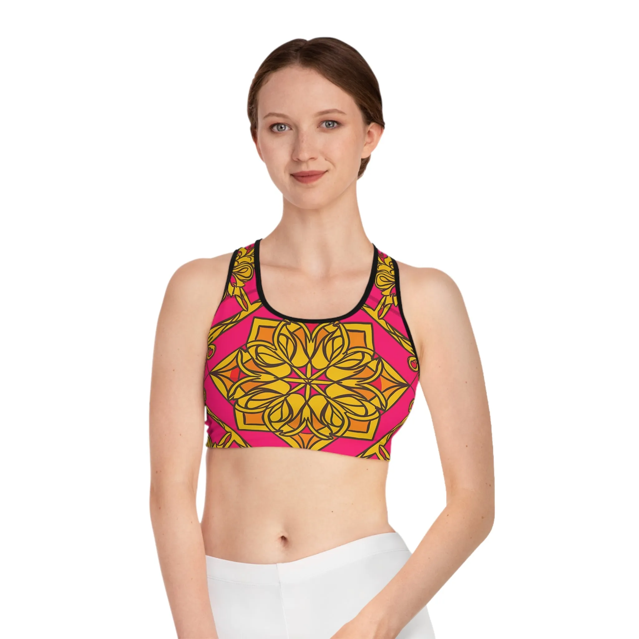 Symmetry Sports Bra - Vibrant Pattern for Active Lifestyle