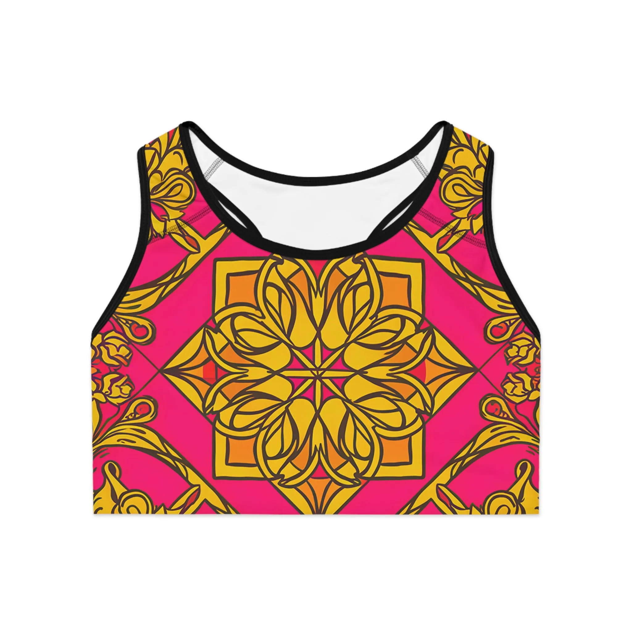 Symmetry Sports Bra - Vibrant Pattern for Active Lifestyle