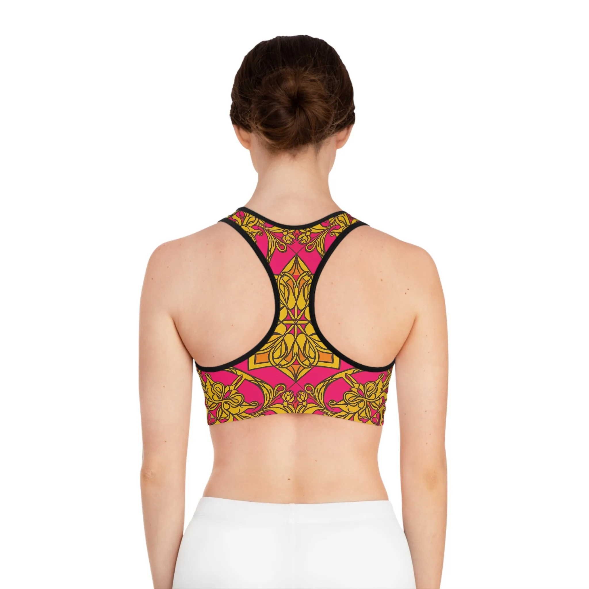Symmetry Sports Bra - Vibrant Pattern for Active Lifestyle