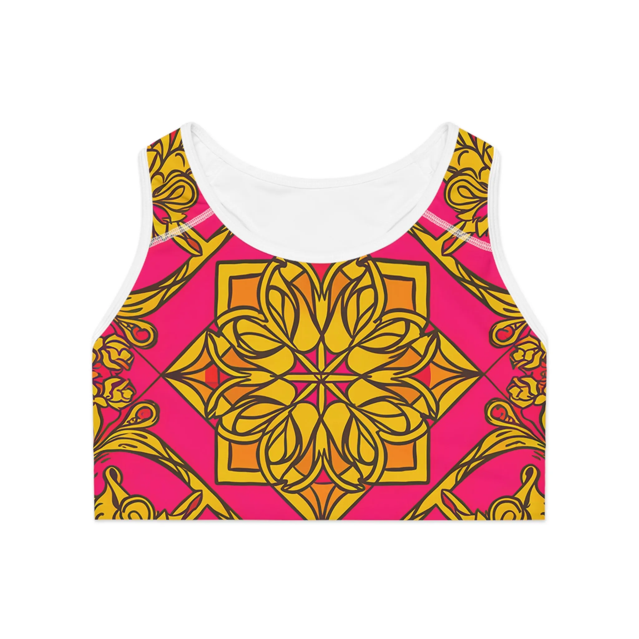 Symmetry Sports Bra - Vibrant Pattern for Active Lifestyle