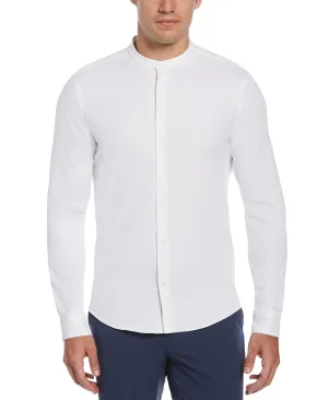 Tall Untucked Total Stretch Slim Fit Banded Collar Shirt - White