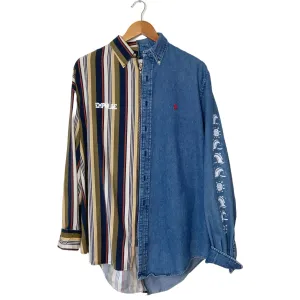 Tan Stripe/Denim Zip Split