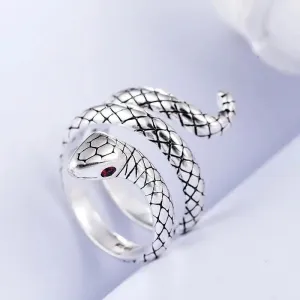 Thai Silver Snake Ring - Vintage Copper Design with Retro Color J-0025
