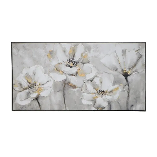 The Flowers Abstract With Foil Framed Canvas Print - Dasch Design