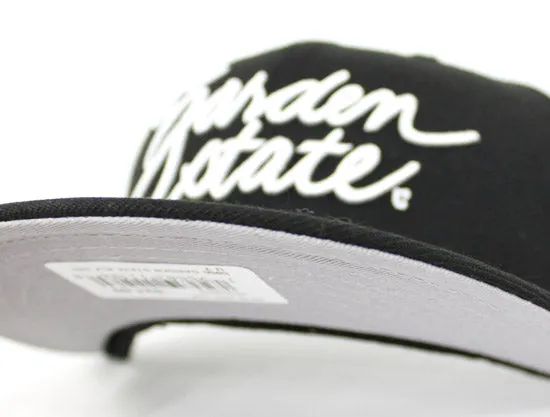 The Garden State Script New Era 59Fifty Fitted Hats (Black Gray Under Brim)