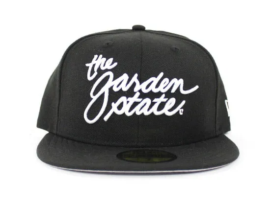 The Garden State Script New Era 59Fifty Fitted Hats (Black Gray Under Brim)