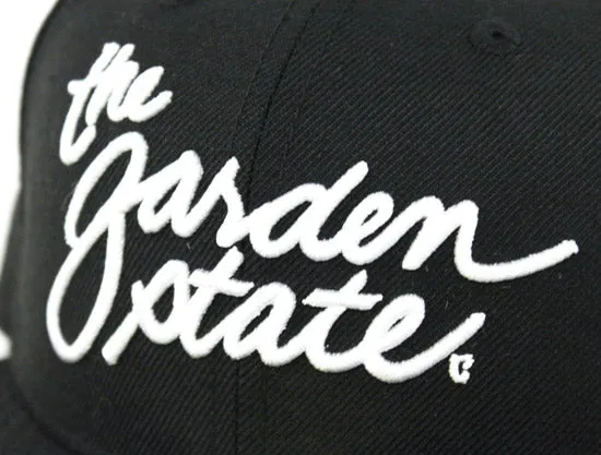 The Garden State Script New Era 59Fifty Fitted Hats (Black Gray Under Brim)