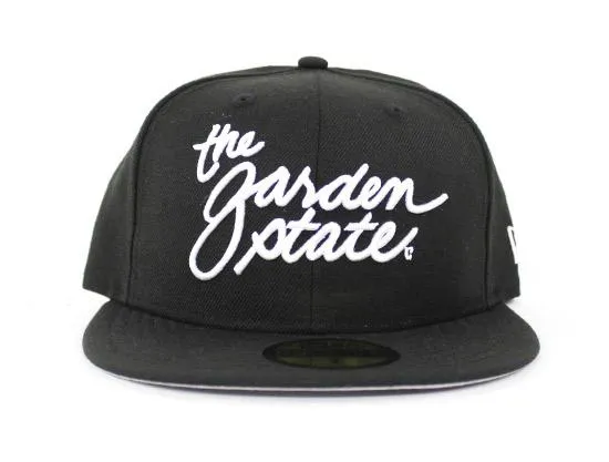 The Garden State Script New Era 59Fifty Fitted Hats (Black Gray Under Brim)