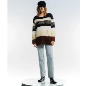 The Open Product Colorblock Striped Distressed Wool Sweater Size 2 (Medium)