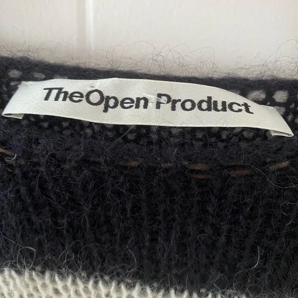 The Open Product Colorblock Striped Distressed Wool Sweater Size 2 (Medium)
