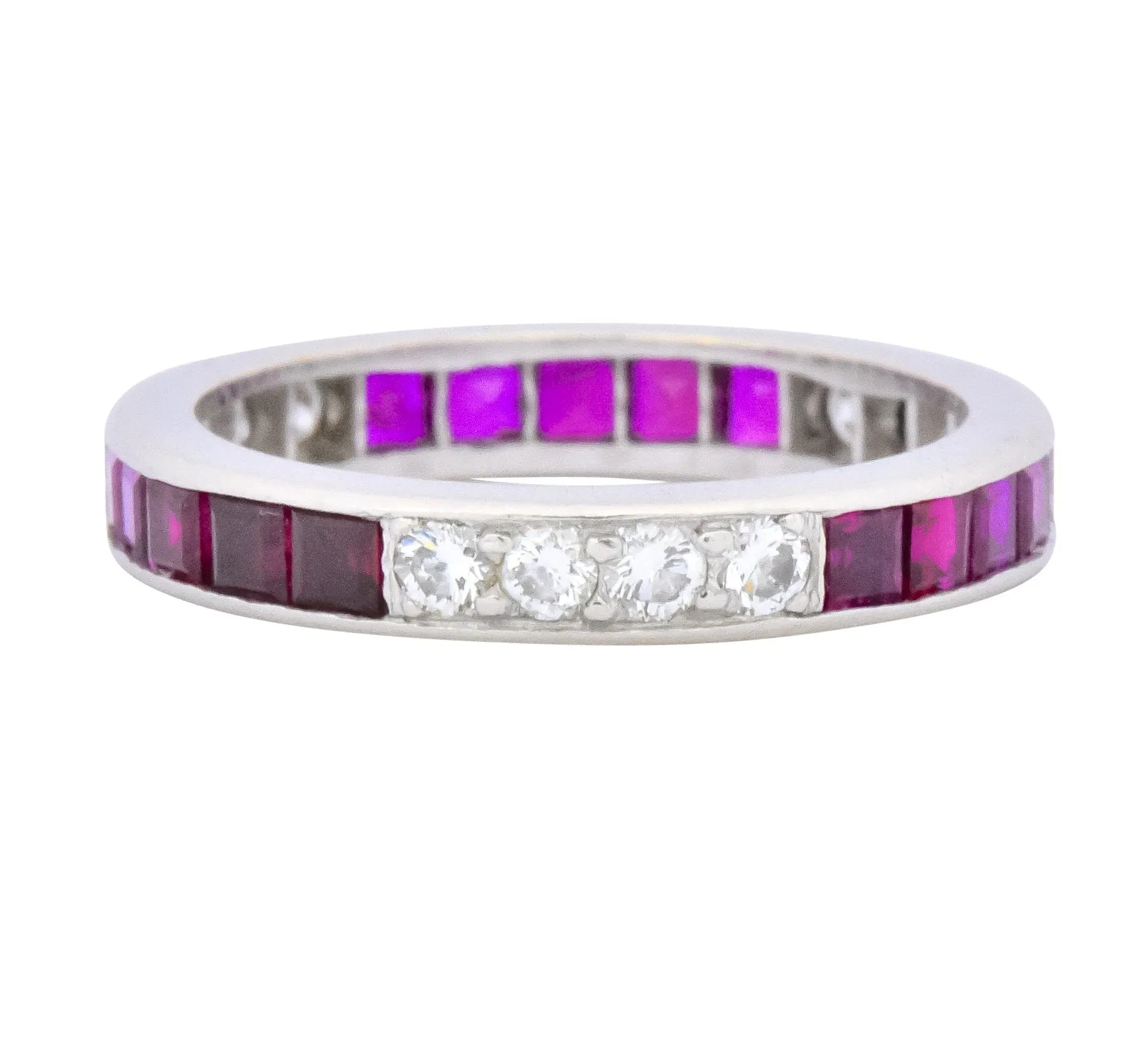 Tiffany & Co. 1.26 CTW Diamond Ruby Platinum Eternity Band Circa 1950's