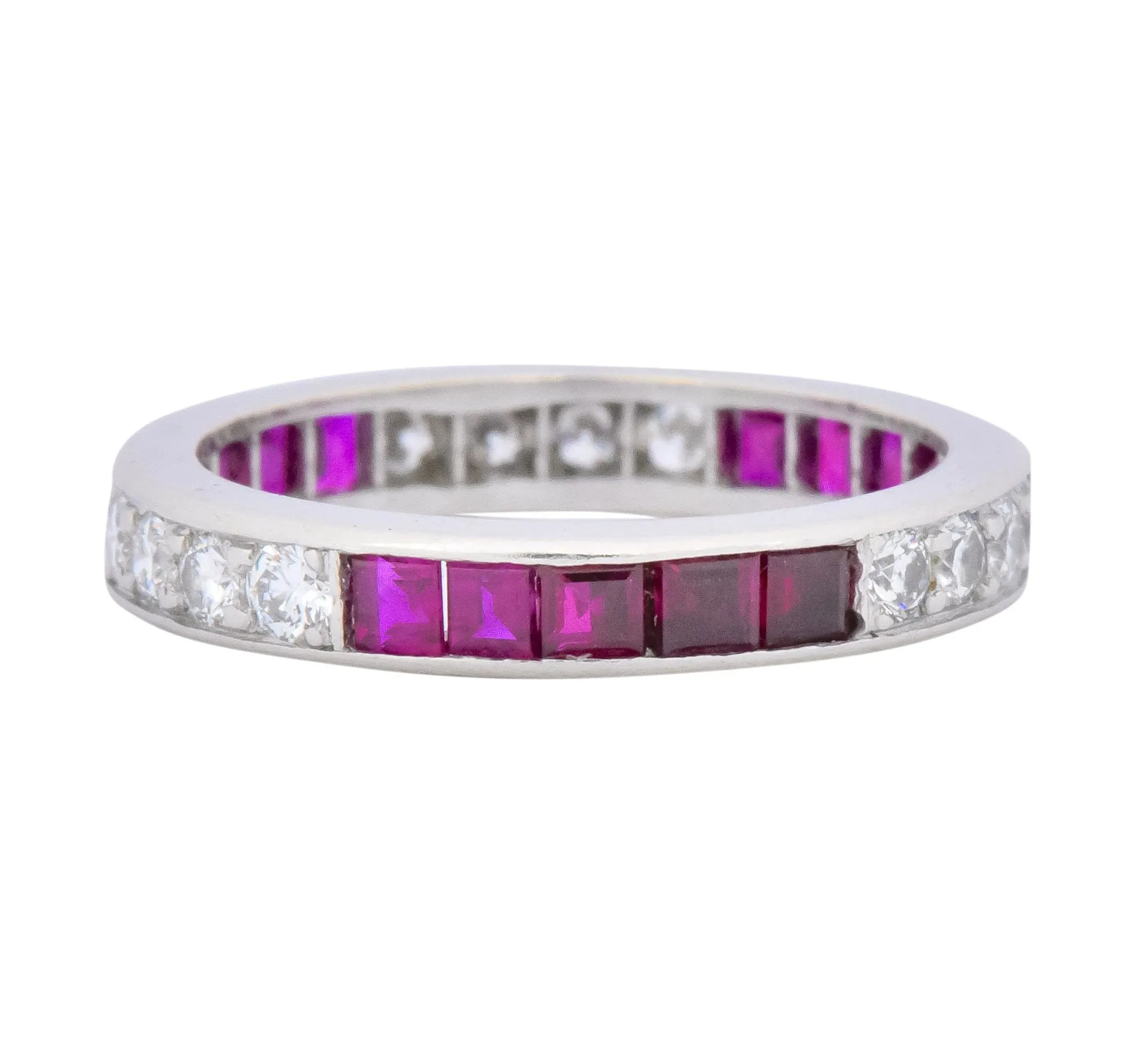 Tiffany & Co. 1.26 CTW Diamond Ruby Platinum Eternity Band Circa 1950's