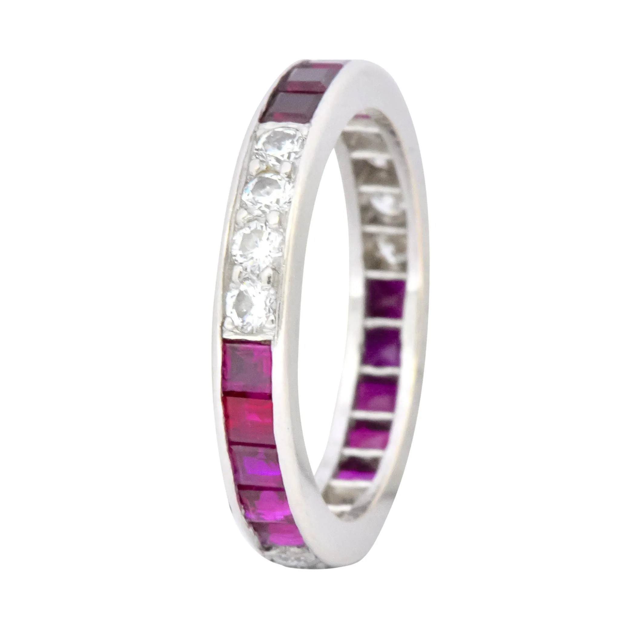 Tiffany & Co. 1.26 CTW Diamond Ruby Platinum Eternity Band Circa 1950's