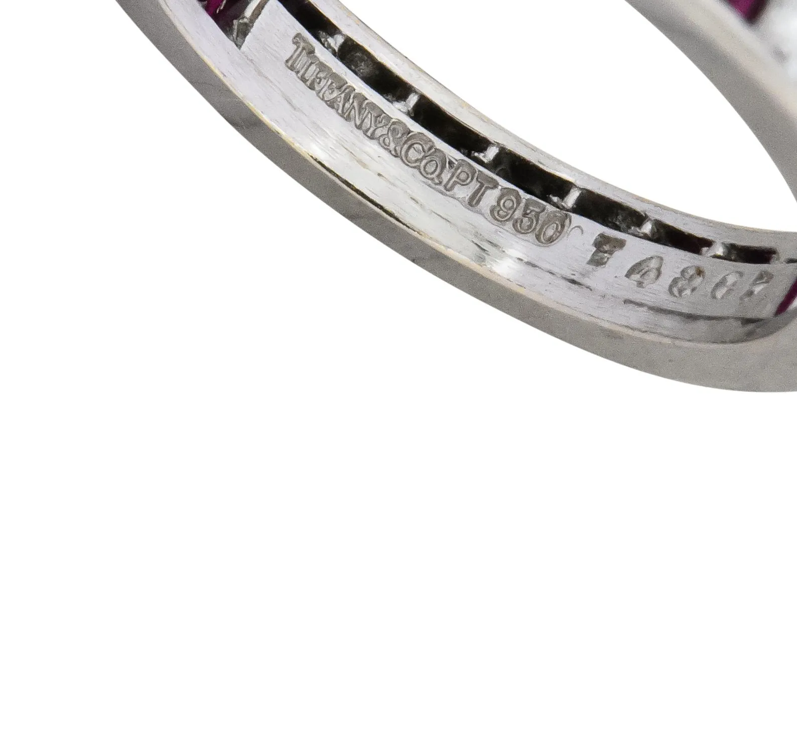 Tiffany & Co. 1.26 CTW Diamond Ruby Platinum Eternity Band Circa 1950's