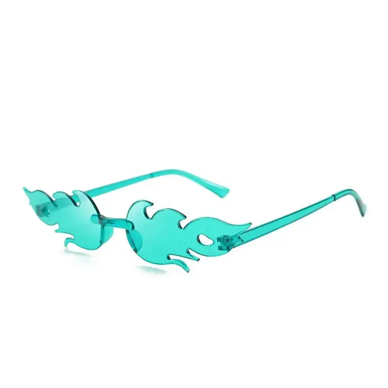 Trendy Fire Flame Sunglasses Wave Rimless Narrow Retro UV400 Streetwear Vintage Outdoor Cycling Eye glasses Party Accessories