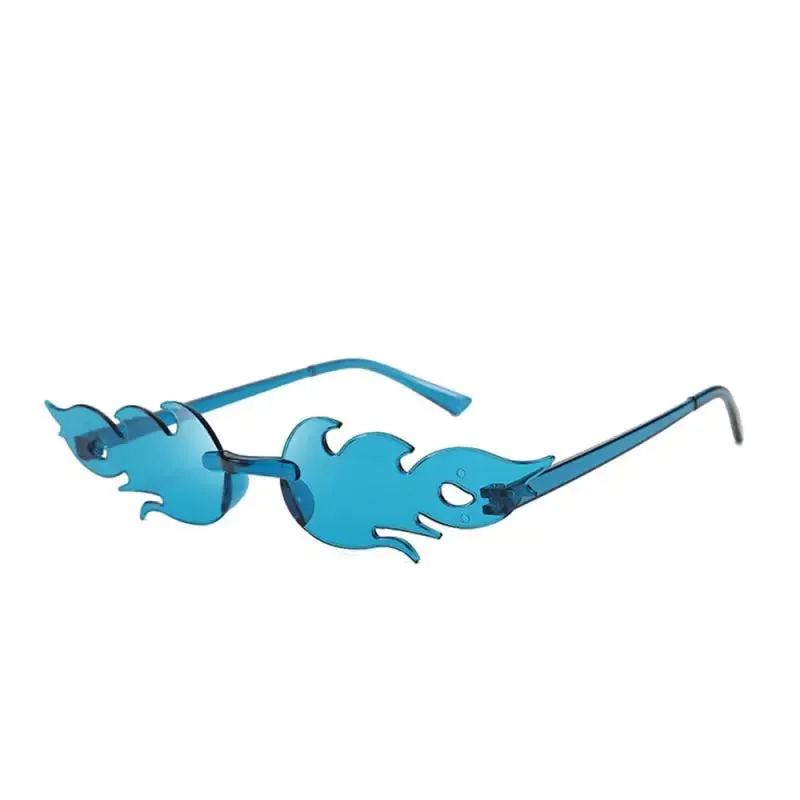 Trendy Fire Flame Sunglasses Wave Rimless Narrow Retro UV400 Streetwear Vintage Outdoor Cycling Eye glasses Party Accessories
