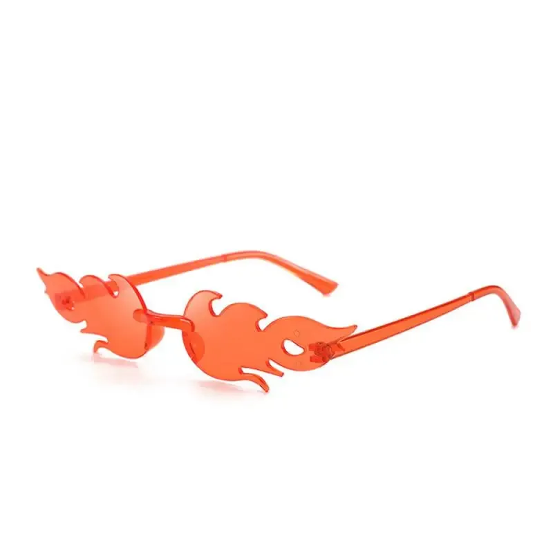 Trendy Fire Flame Sunglasses Wave Rimless Narrow Retro UV400 Streetwear Vintage Outdoor Cycling Eye glasses Party Accessories