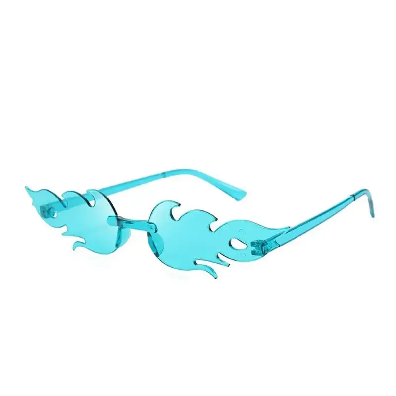 Trendy Fire Flame Sunglasses Wave Rimless Narrow Retro UV400 Streetwear Vintage Outdoor Cycling Eye glasses Party Accessories