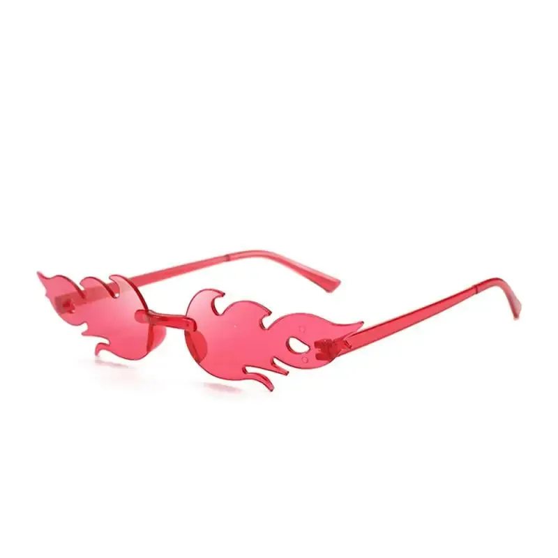 Trendy Fire Flame Sunglasses Wave Rimless Narrow Retro UV400 Streetwear Vintage Outdoor Cycling Eye glasses Party Accessories