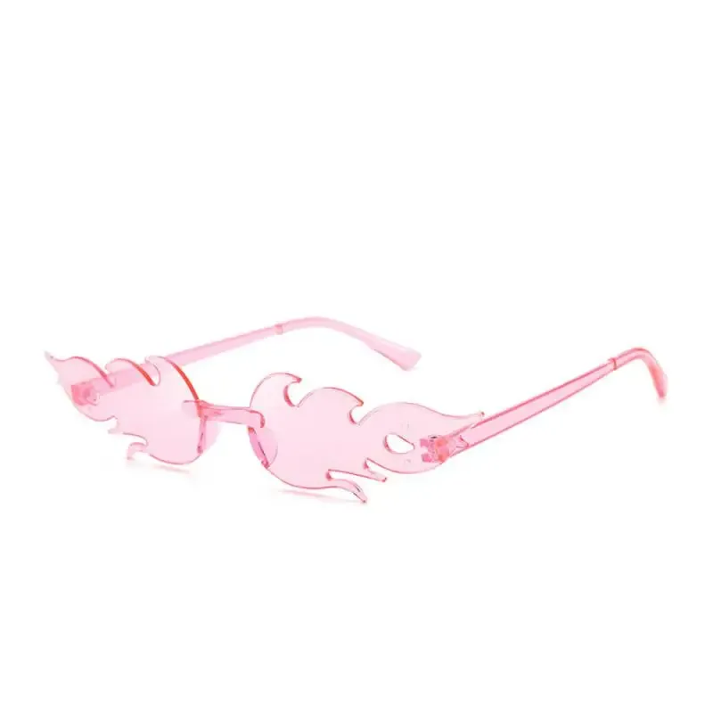 Trendy Fire Flame Sunglasses Wave Rimless Narrow Retro UV400 Streetwear Vintage Outdoor Cycling Eye glasses Party Accessories
